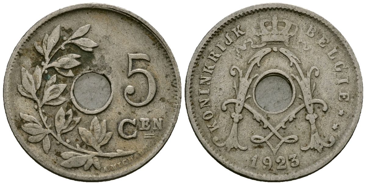 Бельгия 5 сантимов 1923 Belgie KM 67 медно-никель 4173-256