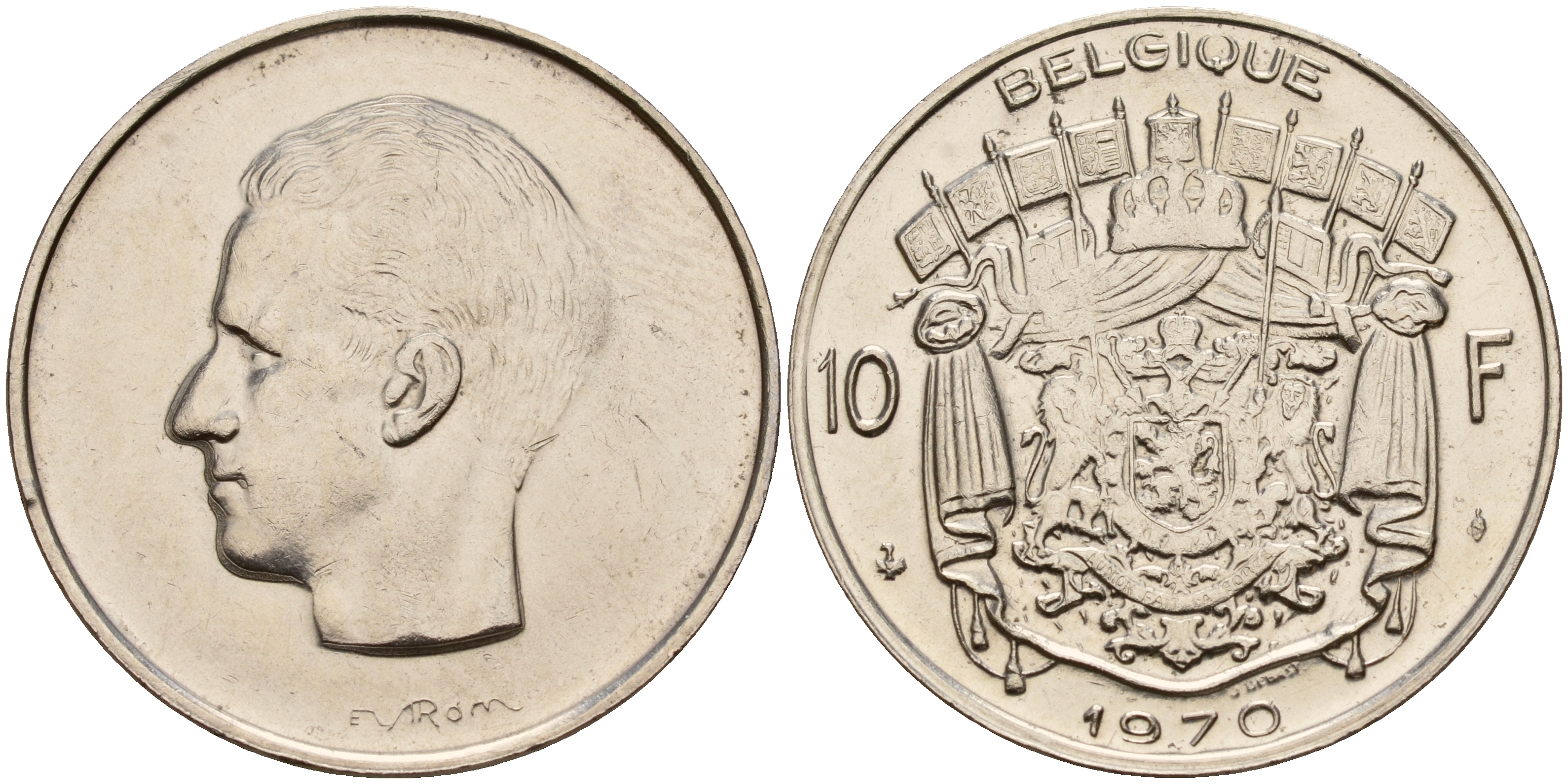 Бельгия 10 франков 1970 Belgique, Бодуэн I (1951-1993) KM 155.1 никель 4187-443