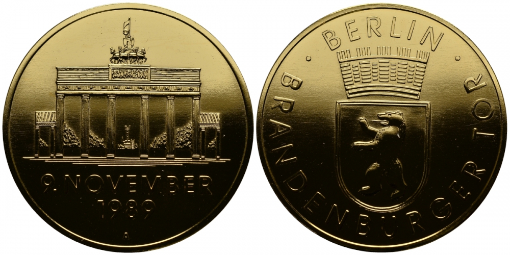 ГЕРМАНИЯ МЕДАЛЬ 9 НОЯБРЯ 1989 ПАДЕНИЕ БЕРЛИНСКОЙ СТЕНЫ БРАНДЕНБУРГСКИЕ ВОРОТА UNC 1077-1-42