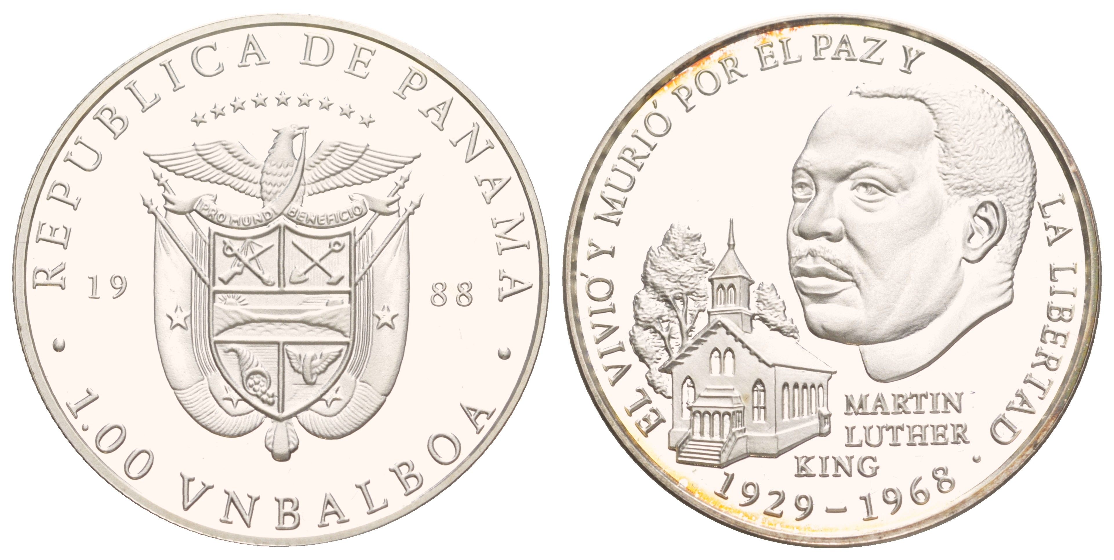 Панама 1 бальбоа 1988 Мартин Лютер Кинг X 11a серебро PROOF 3711-823