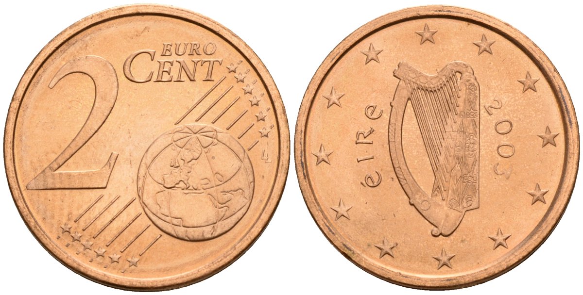 Ирландия 2 евроцента 2003 KM 33 сталь плакированная медью 4174-861