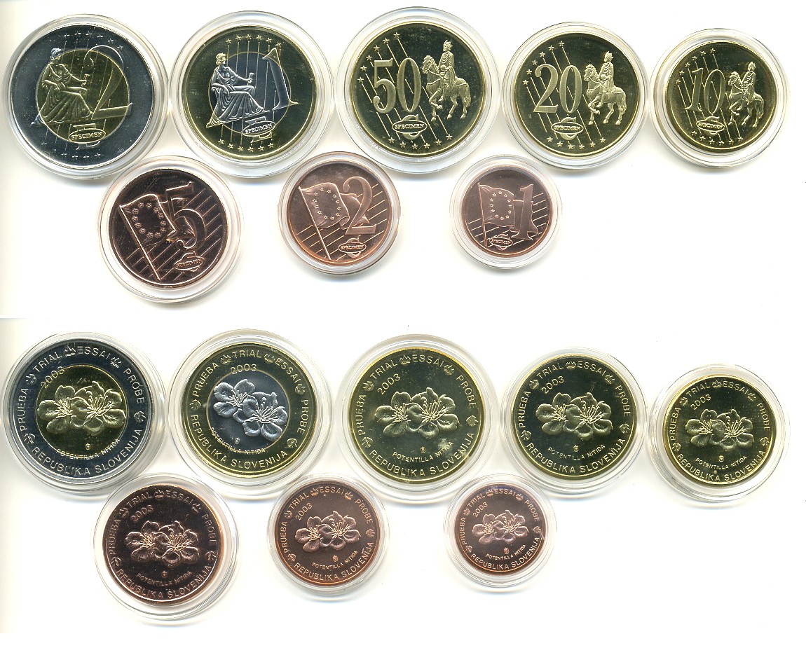 Словения набор из 8 монет 2003 европробники в капсулах с сертификатом, крупный формат, буклет PROOF 7-4-55