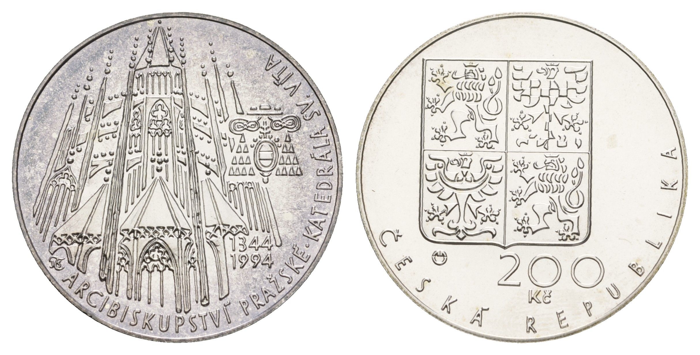 Чехия 200 крон 1994 650 лет Собору Святого Вита KM 11 серебро BU 443-1224