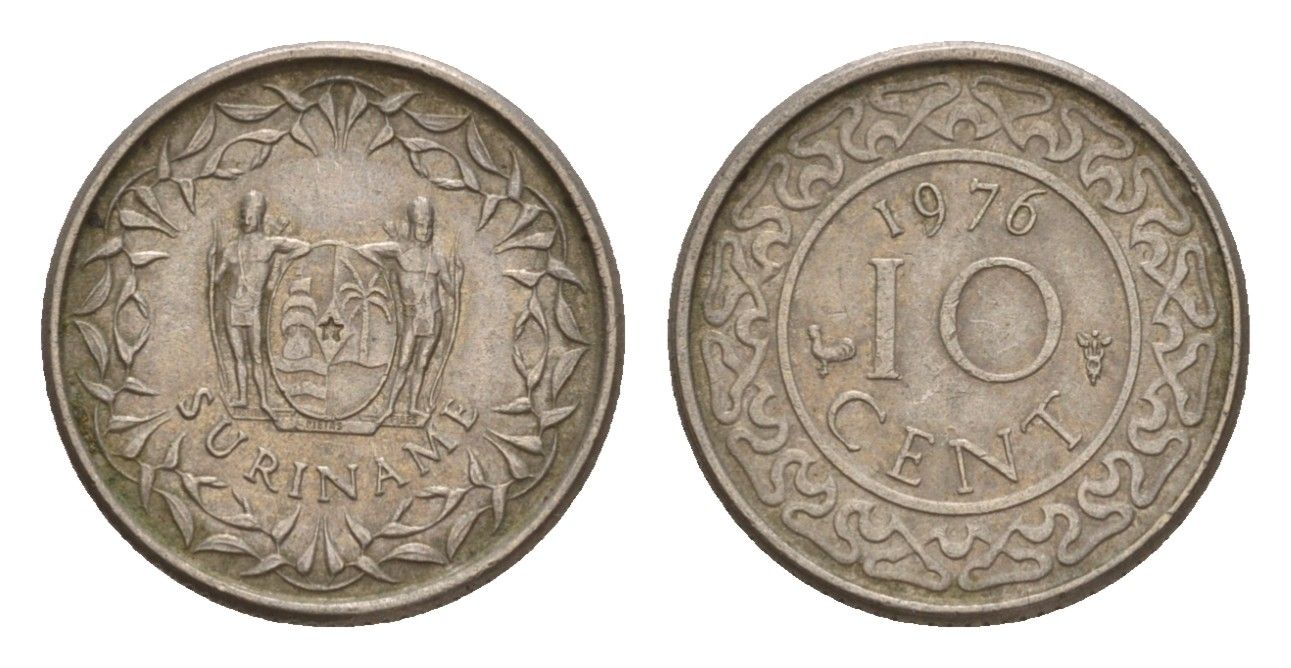 Суринам 10 центов 1976 KM 13 медно-никель 4649-967