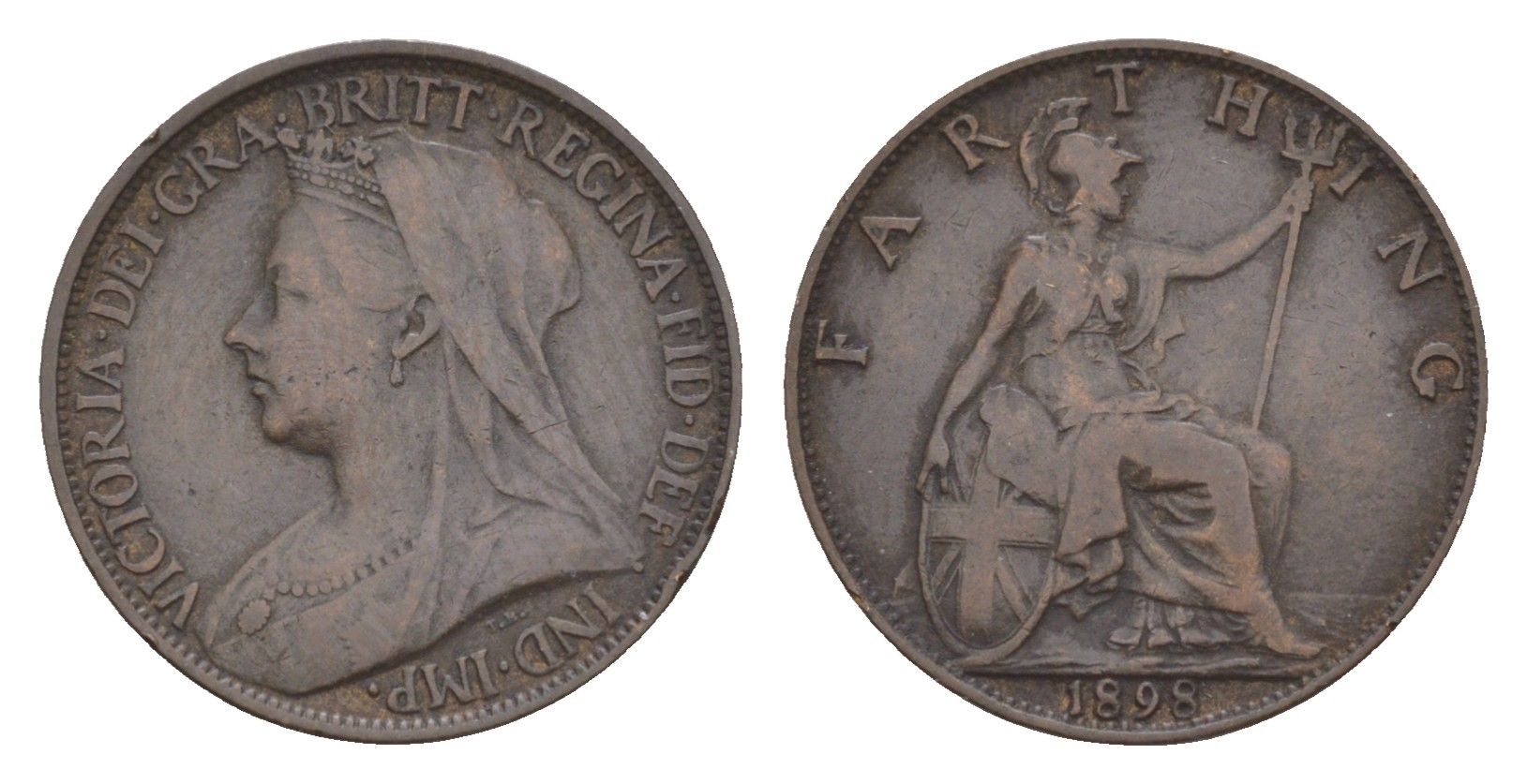 Великобритания 1 фартинг 1898 Виктория (1837-1901) KM 788.2, Spink 3964 бронза 4658-934