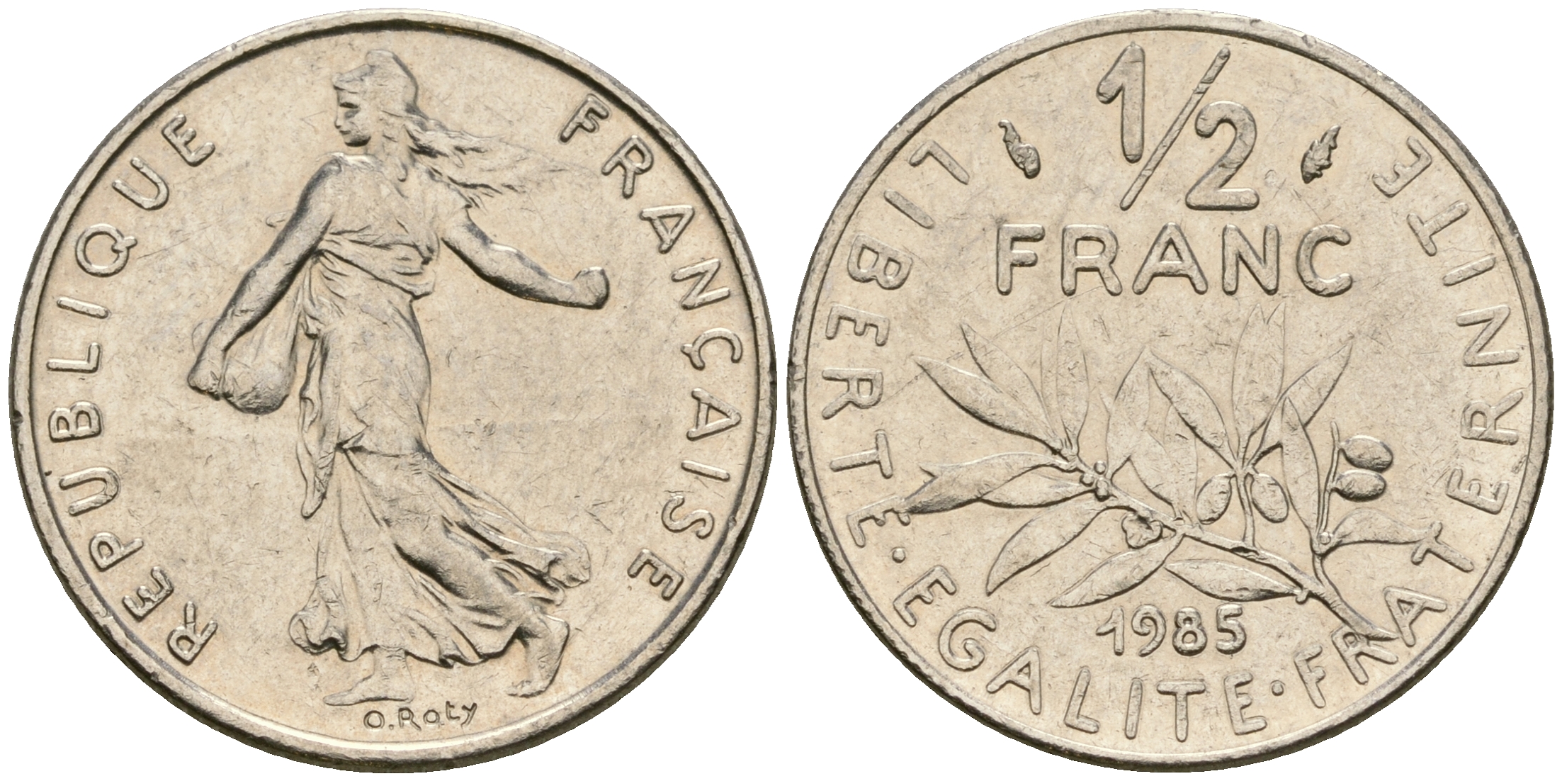 Франция 1/2 франка 1985 сеятель KM 931.1 никель 25-1141