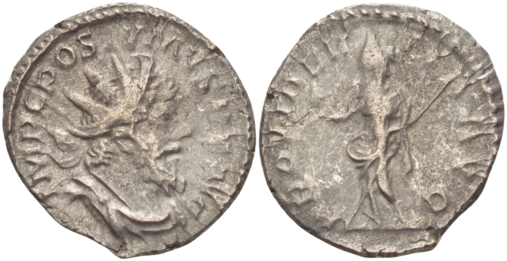 Римская Империя (императоры в Галлии) антониниан 260 - 269 Постум. IMP C POSTVMVS P F AVG / PROVIDENTIA AVG, Провиденция, держащая скипетр и сферу, Колония Агриппины, Very fine RIC 323 биллон 1073-13-56