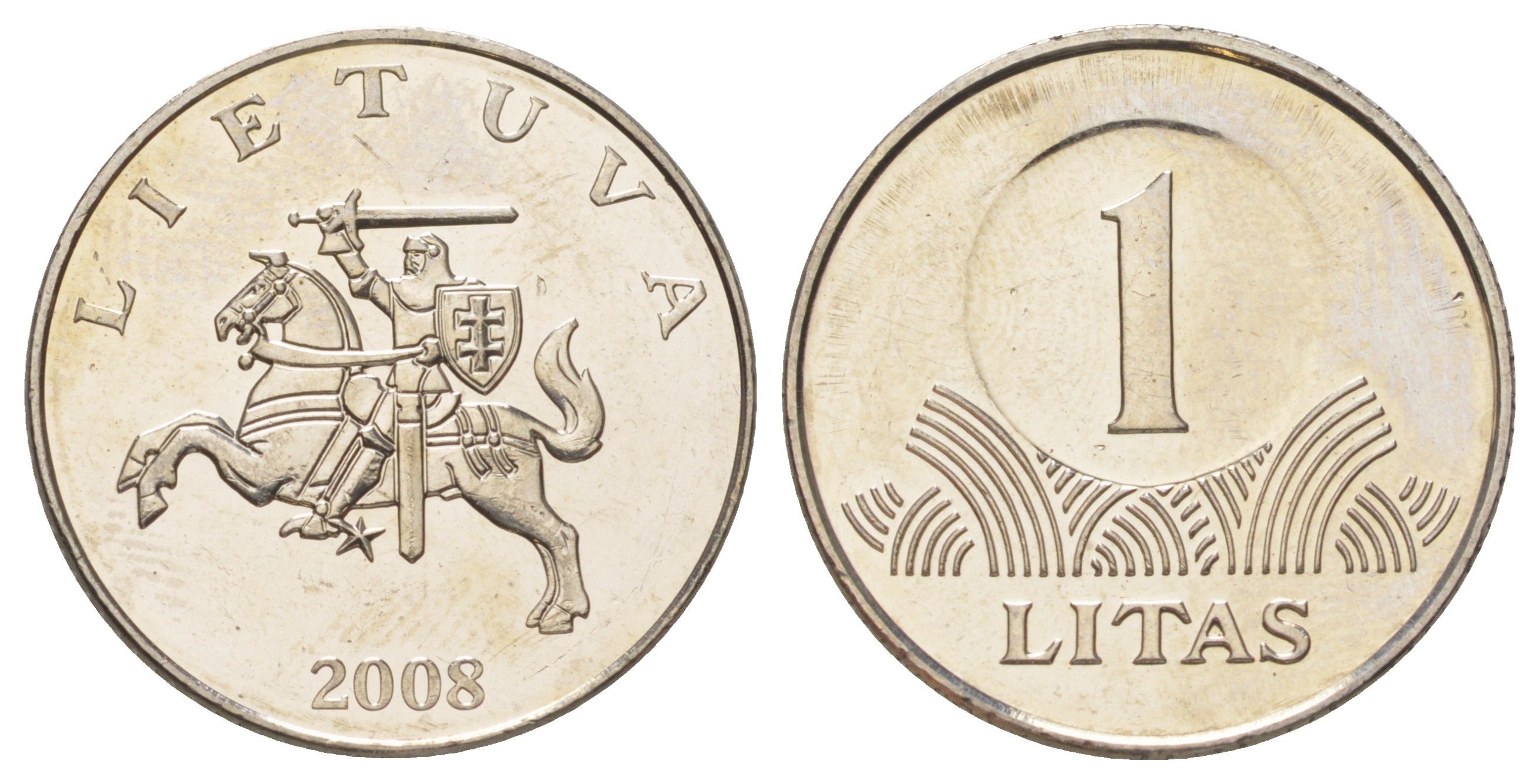 Литва 1 лит 2008 KM 111 медно-никель UNC 4624-714