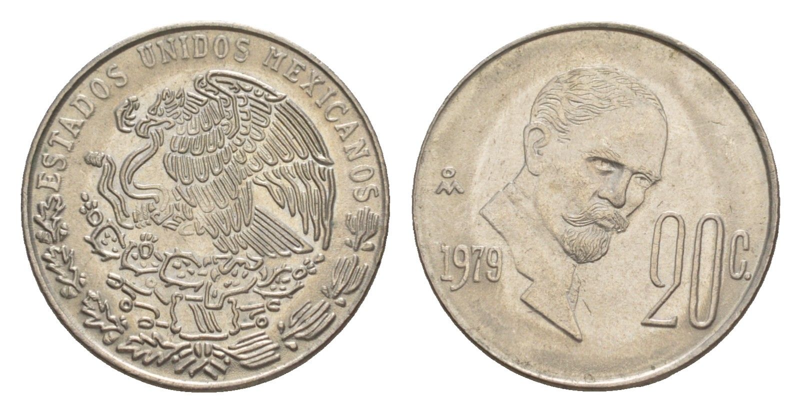 Мексика 20 сентаво 1979 Франциско Индалеси KM 442 медно-никель 4644-652