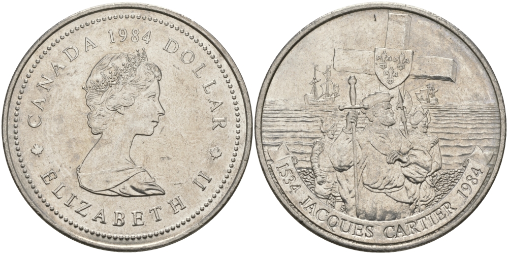 Канада 1 доллар 1984 Жак Картье KM 141 никель UNC 97-133