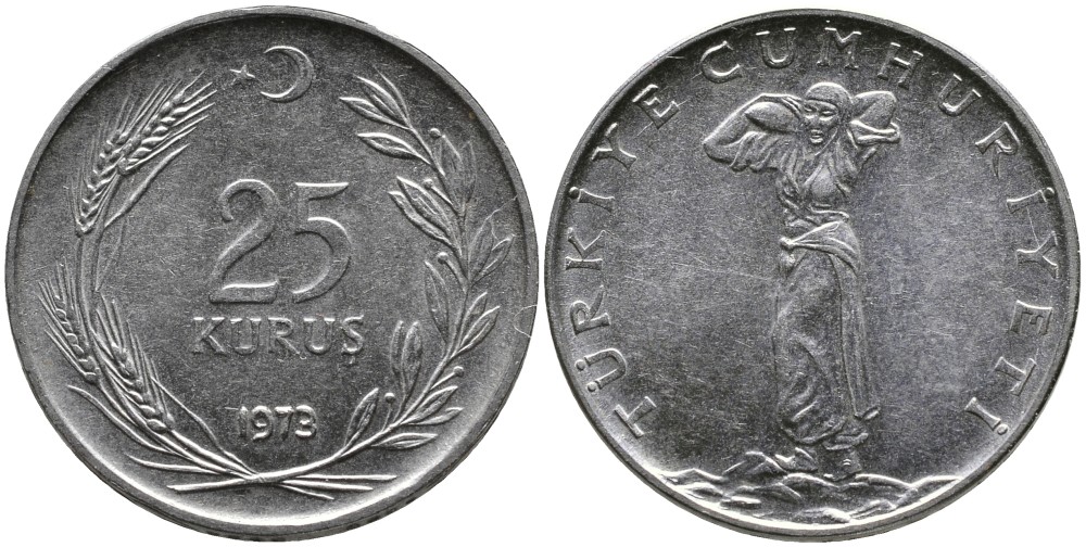 ТУРЦИЯ 25 КУРУШЕЙ 1973 KM 892.3 нержавеющая сталь 4541-642