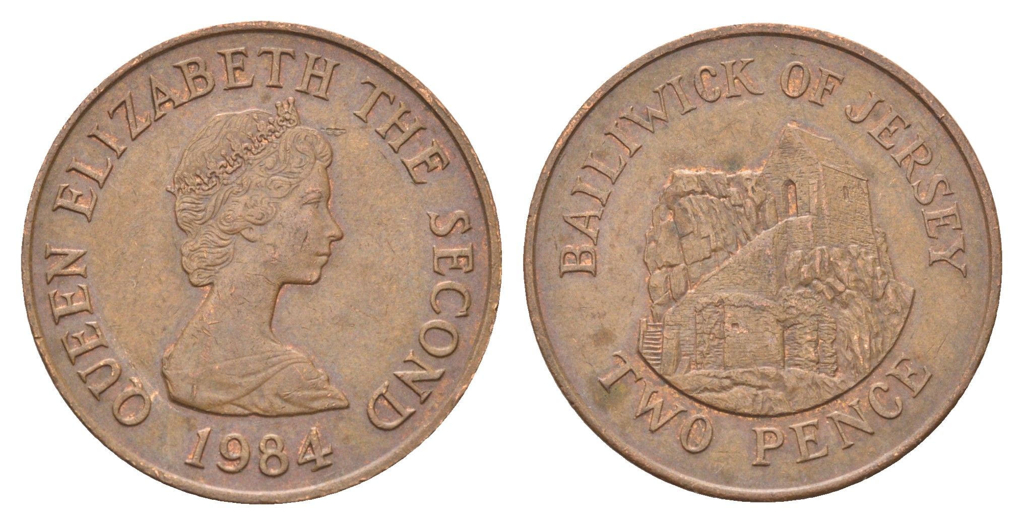 Джерси 2 пенса 1984 Елизавета II (1952-2022), Сент-Хелиер KM 55 бронза 4703-1046