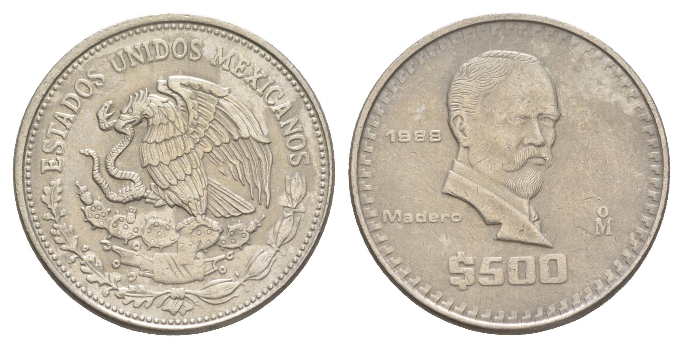 Мексика 500 песо 1988 Мо, Франсиско Игнасио Мадеро KM 529 медно-никель 4634-326