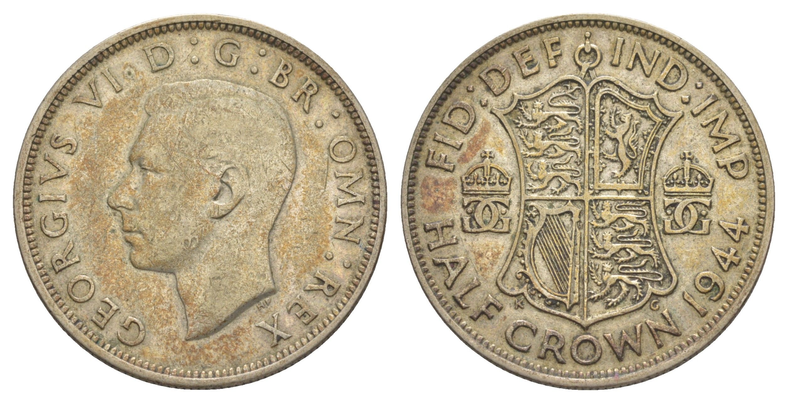 Великобритания 1/2 кроны 1944 Георг VI (1936-1952) KM 856, Spink 4080 серебро 32-1112