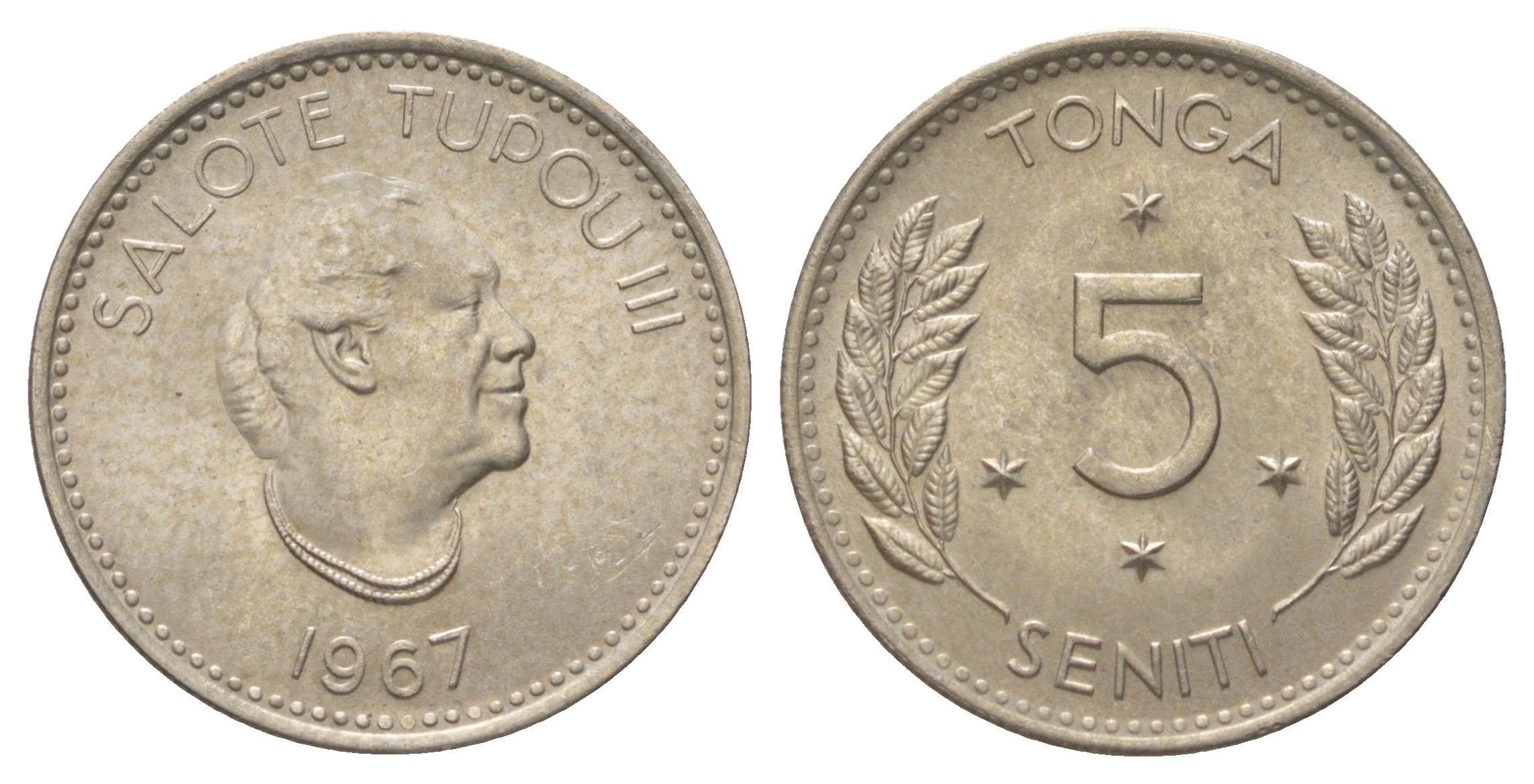 Тонга 5 сенити 1967 Салоте Тупоу III (1900-1965) KM 6 медно-никель UNC 4625-117