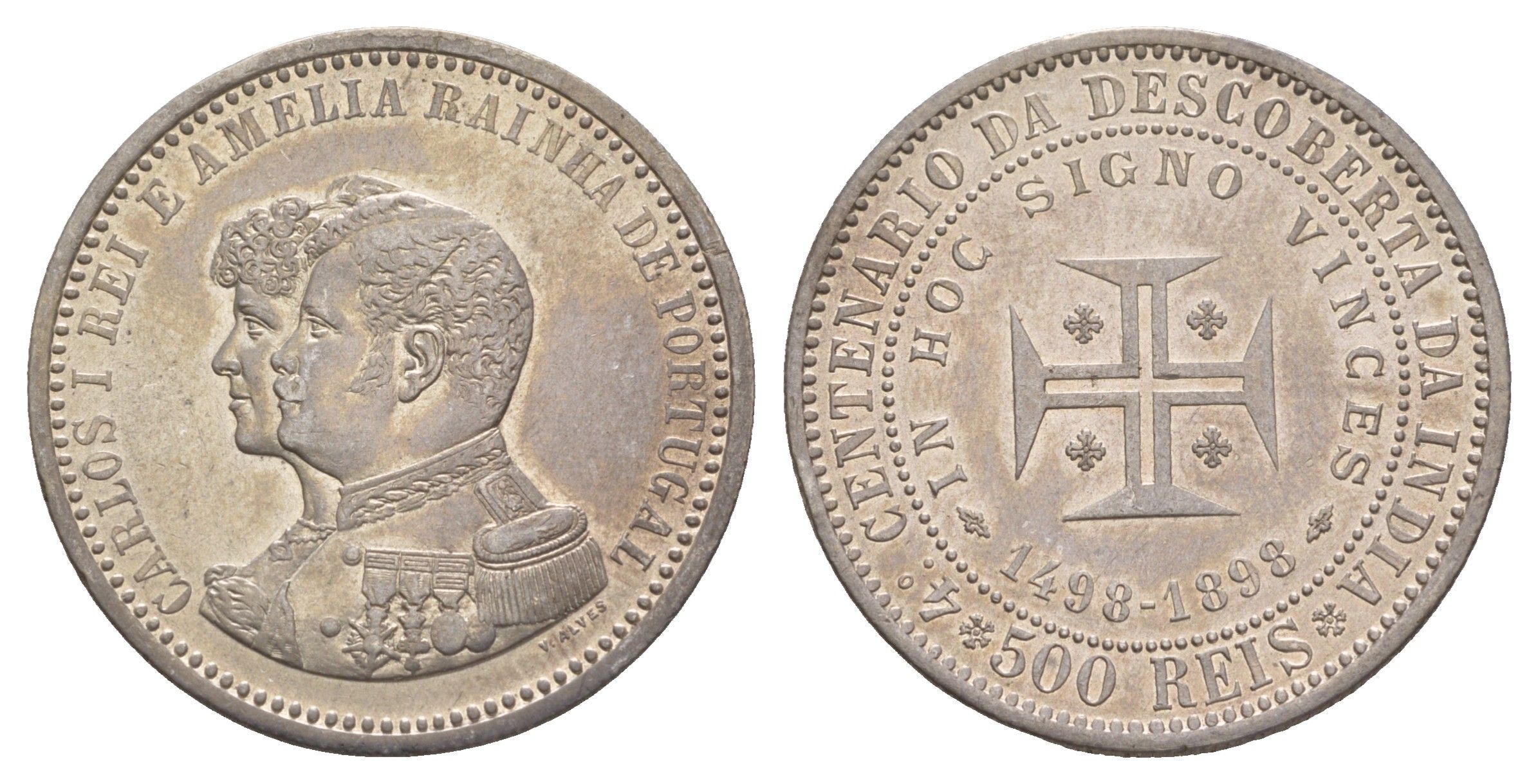 Португалия 500 реалов (рейсов) 1898 400 лет Открытию Индии KM 538 серебро 3896-414