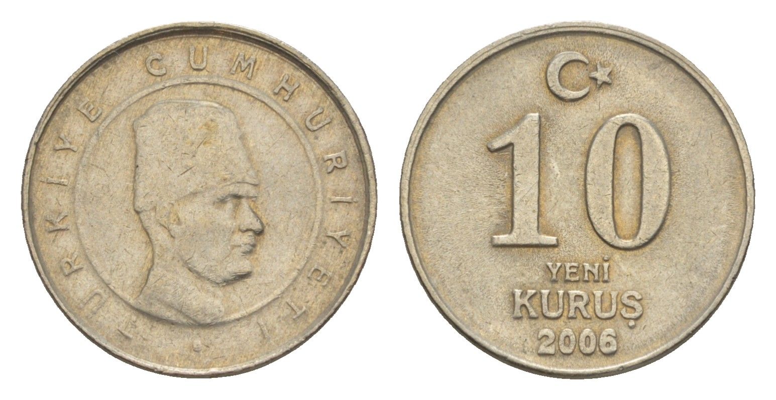Турция 10 курушей 2006 KM 1166 медь цинк никель 4649-128