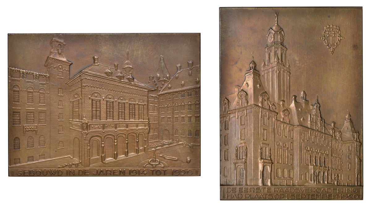 Нидерланды плакетка 1920 архитектура Роттердама бронза 02-018-13-2