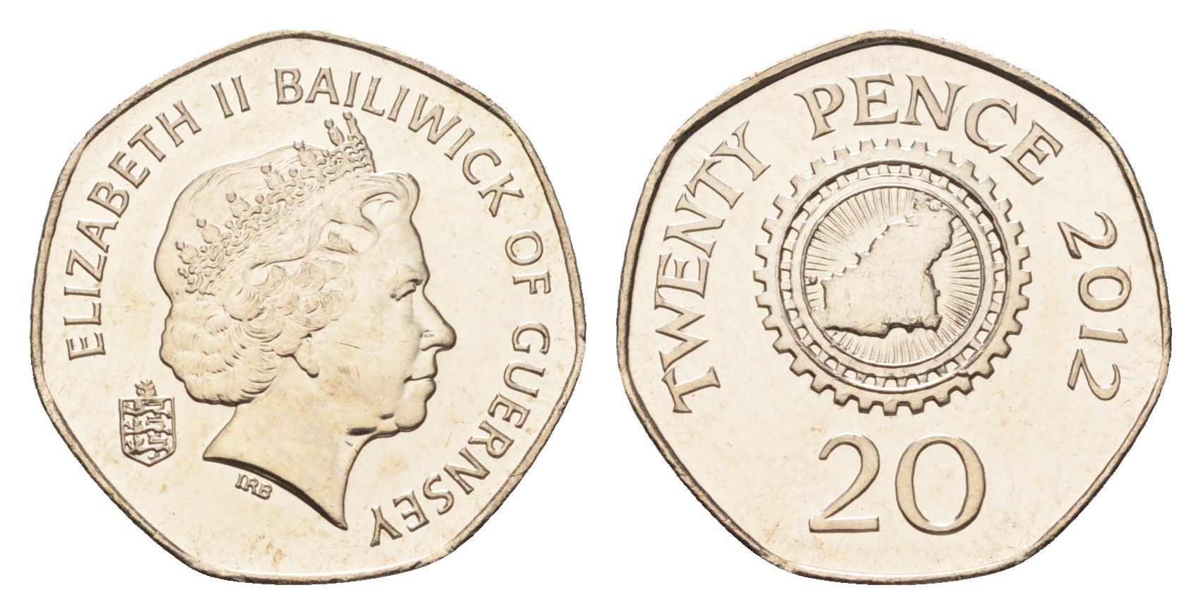 Гернси 20 пенсов 2012 KM 90 медно-никель UNC M70-09