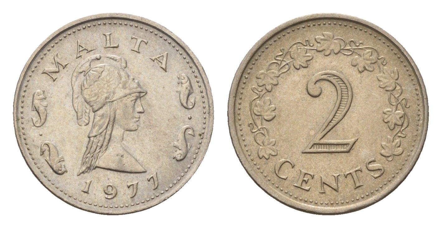 Мальта 2 цента 1977 Пентесилея, царица амазонок KM 9 медно-никель 4685-719