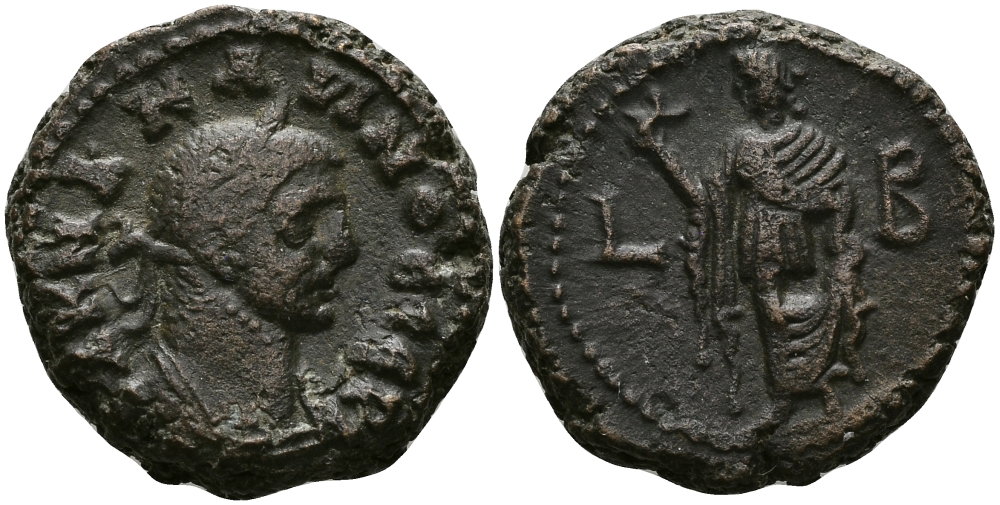 Римская Империя, Провинция Египет тетрадрахма 283 - 284 Карин / Элпида, персонификация Надежды, Александрия Good Very fine Dattari 5584 биллон 1073-9-61