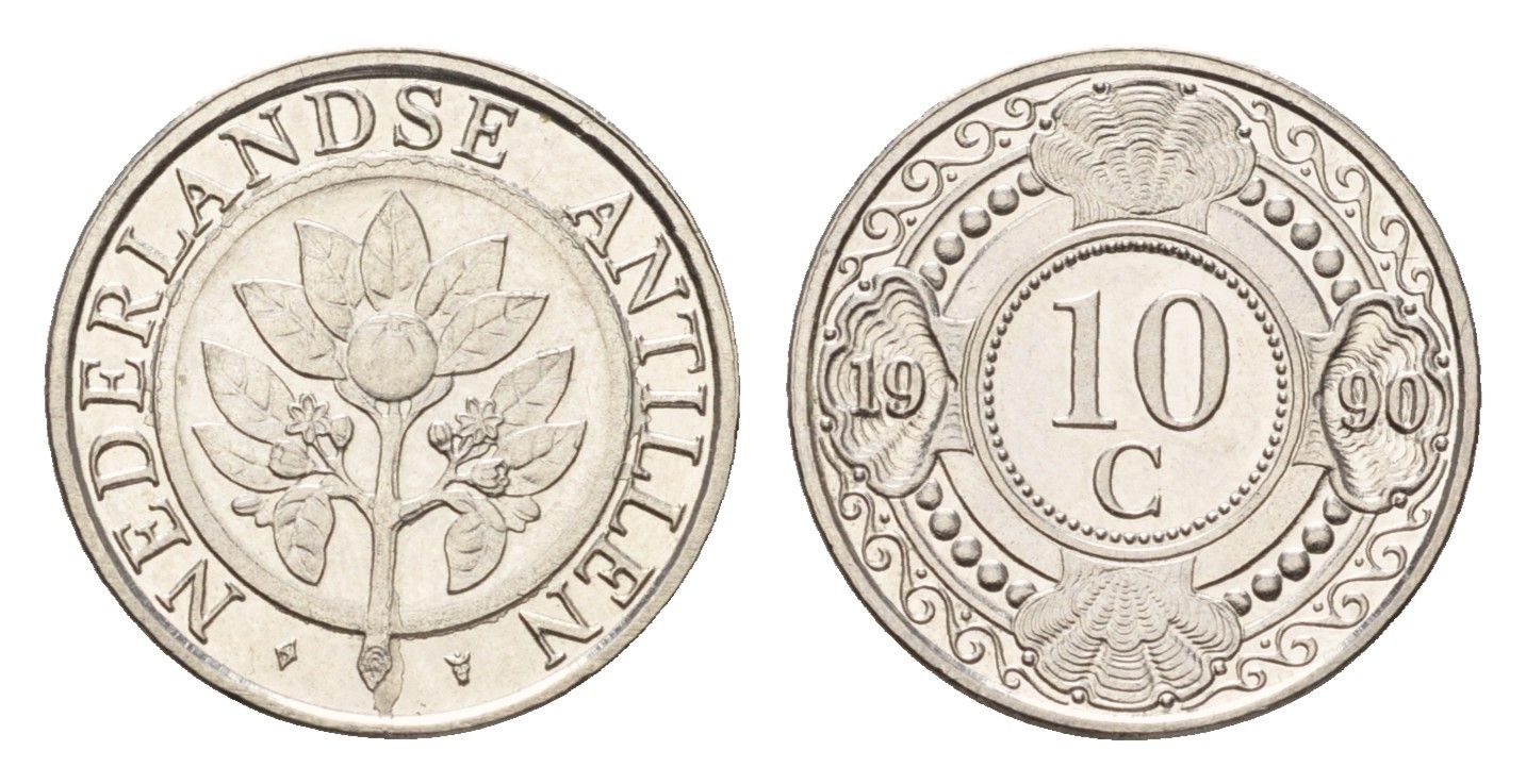 Нидерландские Антильские острова (Нидерландские Антилы) 10 центов 1990 Беатрикс (1980-2013) KM 34 сталь плакированная никелем UNC 4674-1067
