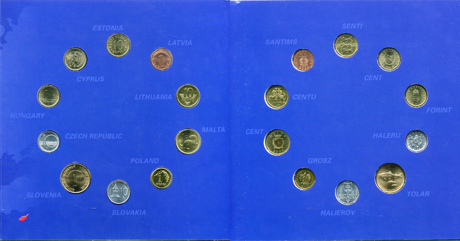 Европа набор из 10 монет разных государств ND страны - кандидаты в Евросоюз, в буклете UNC 1-6-1-21