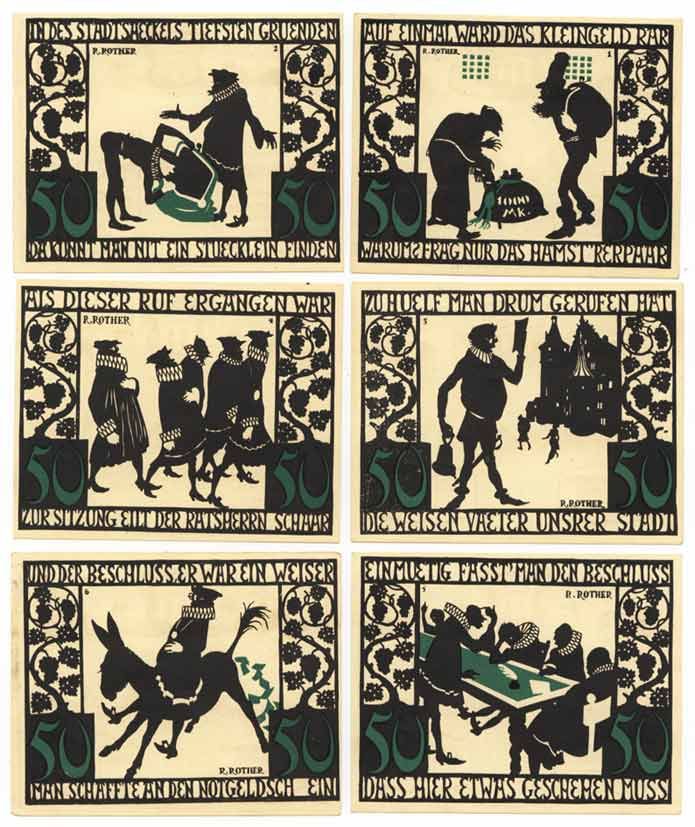 КИТЗИНГЕН 6 БОН ПО 50 ПФЕННИГОВ "СКАЗКИ" бумага UNC (пресс) 70-3711