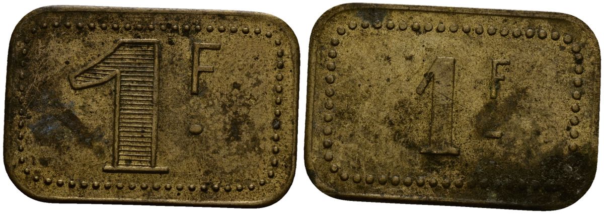 Франция 1 франк ND ресторанный жетон латунь 4166-242