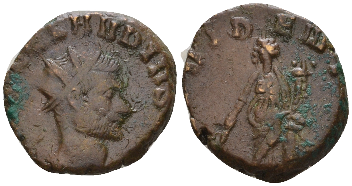 Римская Империя антониниан 268 - 269 Клавдий II Готский, IMP C CLAVDIVS AVG, бюст императора / PROVIDENT AVG, Провиденция, Рим RIC 91 биллон 1073-25-34