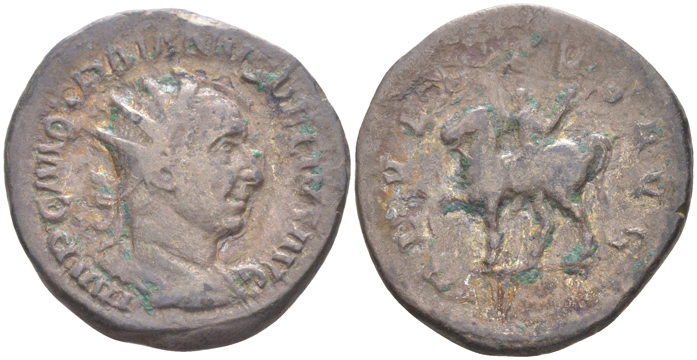 Римская Империя антониниан 249 - 251 Траян Деций, бюст императора, IMP C M Q TRAIANVS DECIVS AVG / император на коне, ADVENTVS AVG, Рим (из немецкой коллекции 1-й половины XX века) RIC 11b серебро 1073-15-116