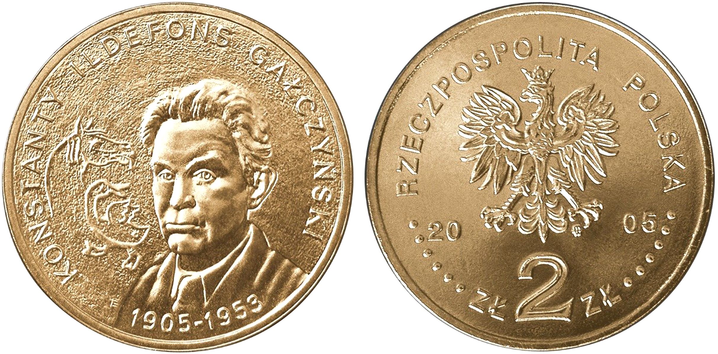 Польша 2 злотых 2005 MW, 100 лет со дня рождения Константы Ильдефонса Галчиньского (1905-1953) KM 527, Parchimowicz 958 нордик UNC 4676-225