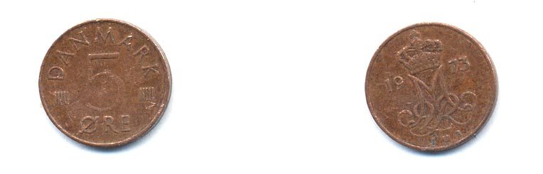 Дания 5 эре 1973 S; B, Маргрете II (1972- ) KM 859.1 железо плакированное медью 4379-742