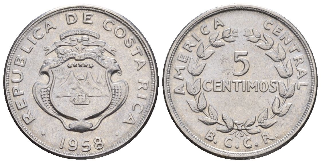 Коста-Рика 5 сентимо 1958 (1959) KM 184.1a медно-никель 4115-1235