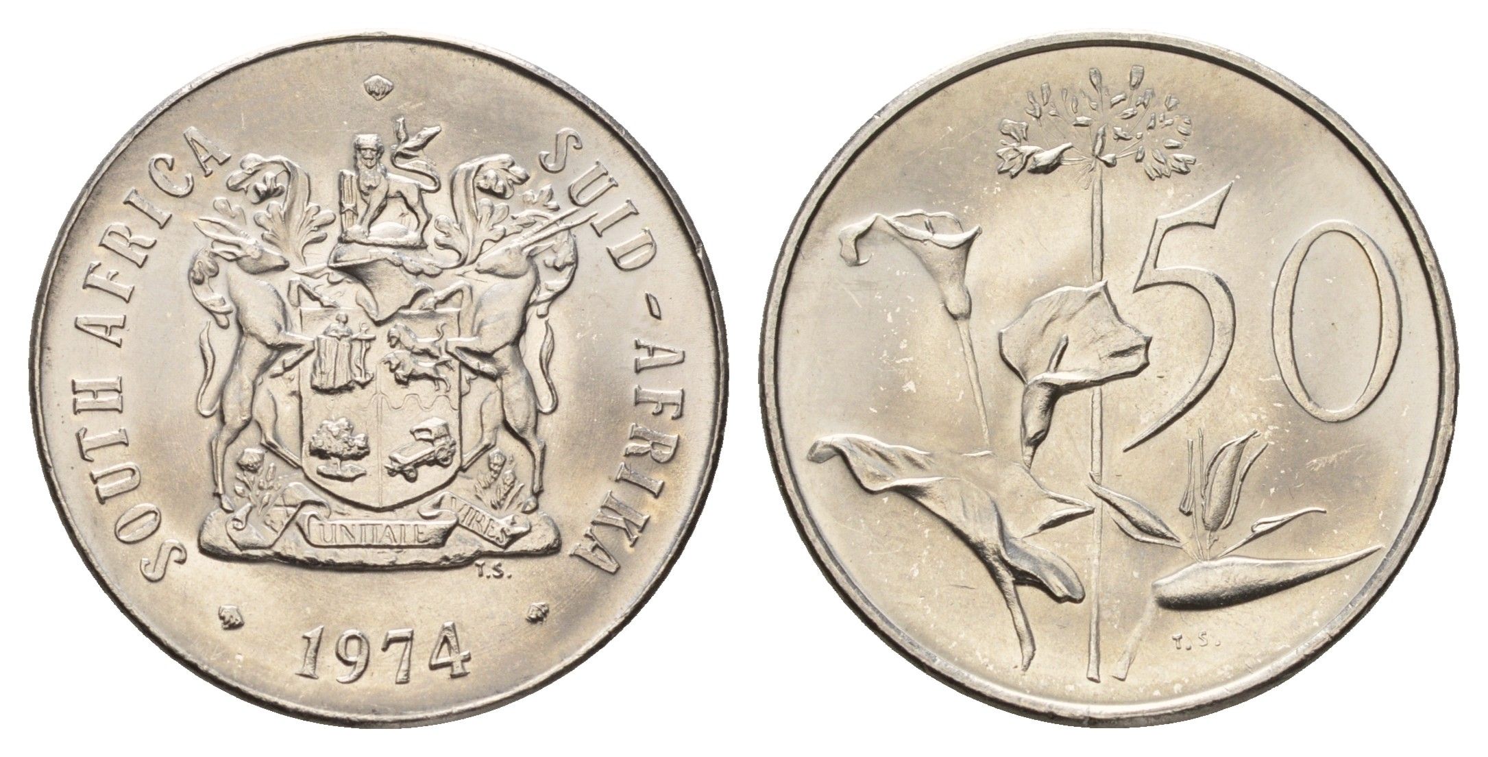 ЮАР 50 центов 1974 KM 87 никель UNC 4678-237