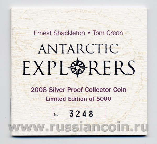 Ирландия 5 евро 2008 Эрнест Шеклтон и Томас Крин в Антарктике, в фирменной коробке с сертификатом KM NEW серебро PROOF 4-3-2-18