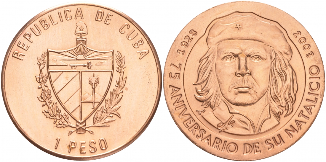 Куба 1 песо 2003 75 лет со дня рождения Эрнесто Че Гевары KM 858 медь UNC 00-00-00