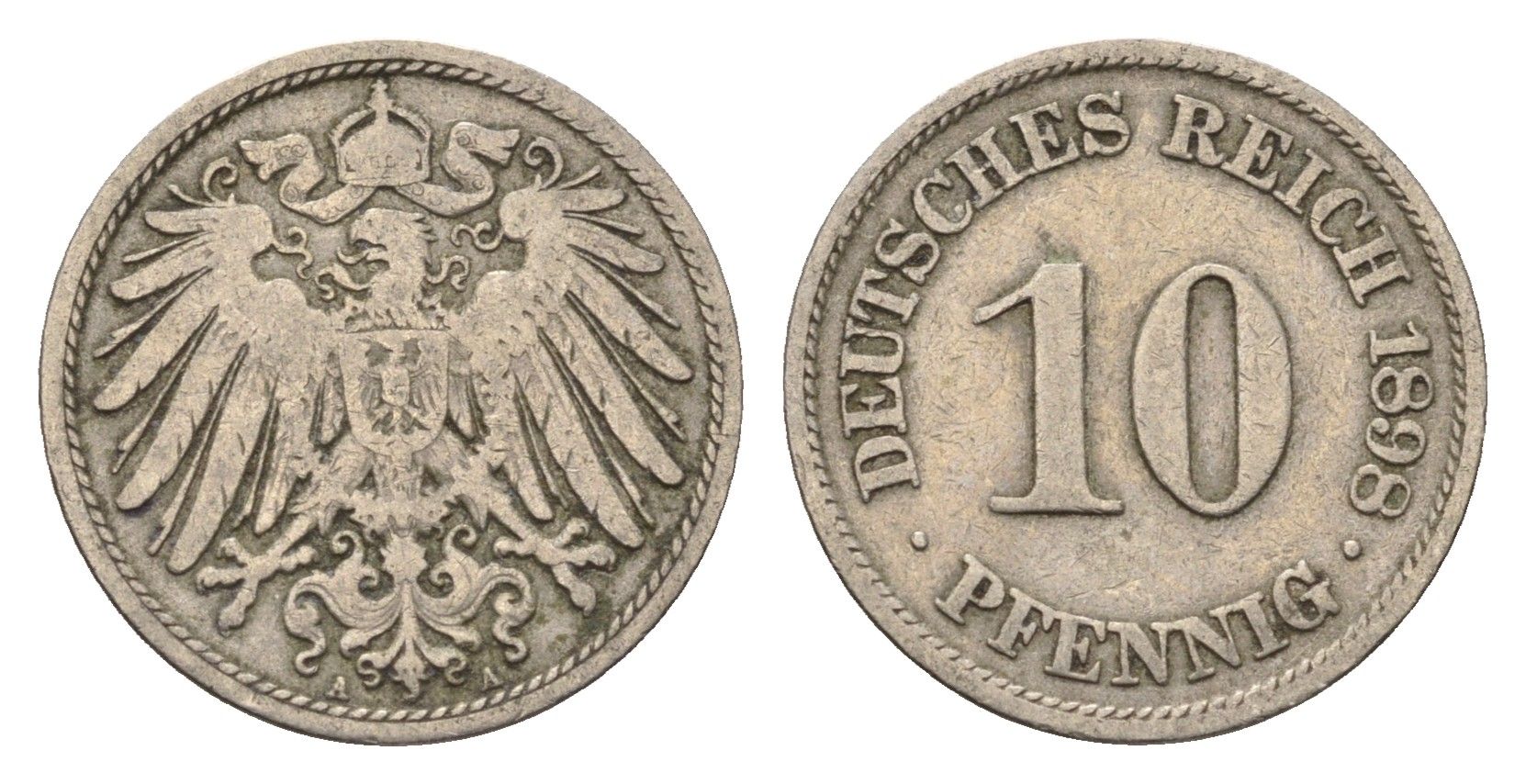 Германия 10 пфеннигов 1898 A KM 12, J. 13 медно-никель 4696-666