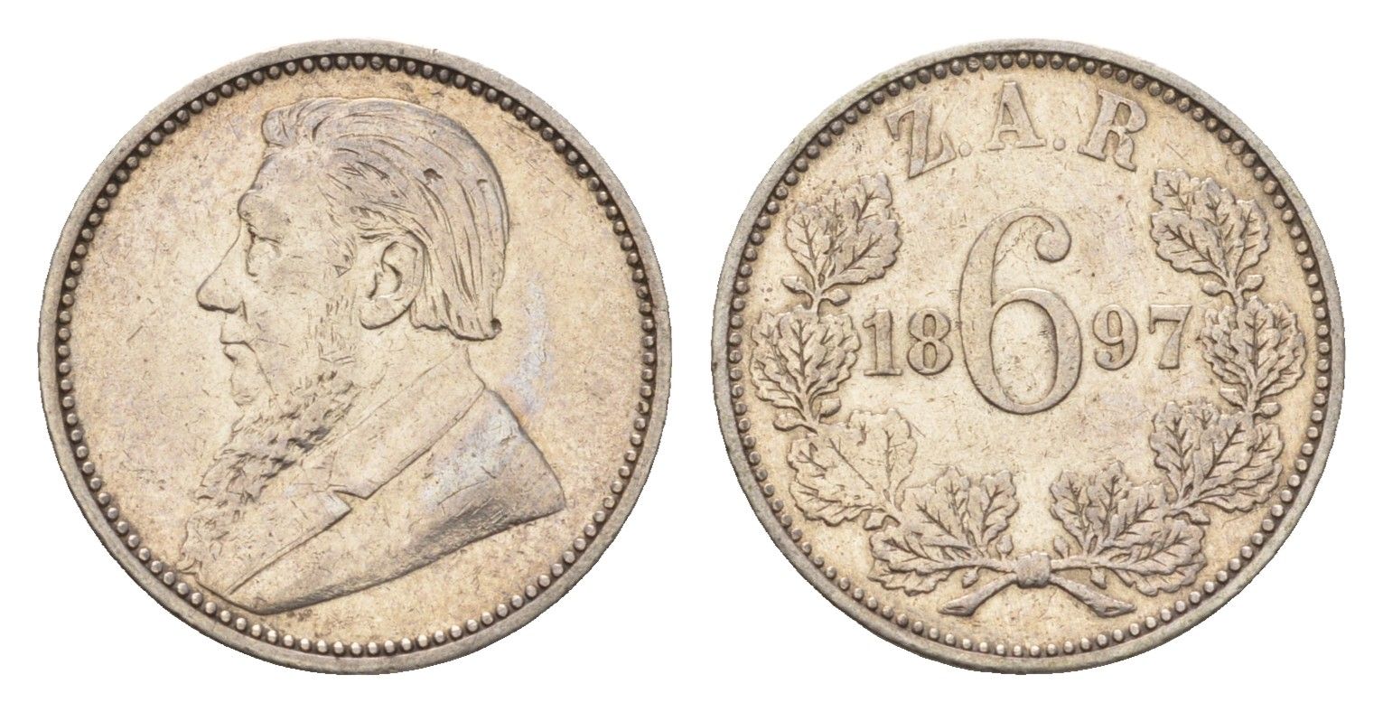 ЮАР 6 пенсов 1897 KM 4 серебро 3896-1344