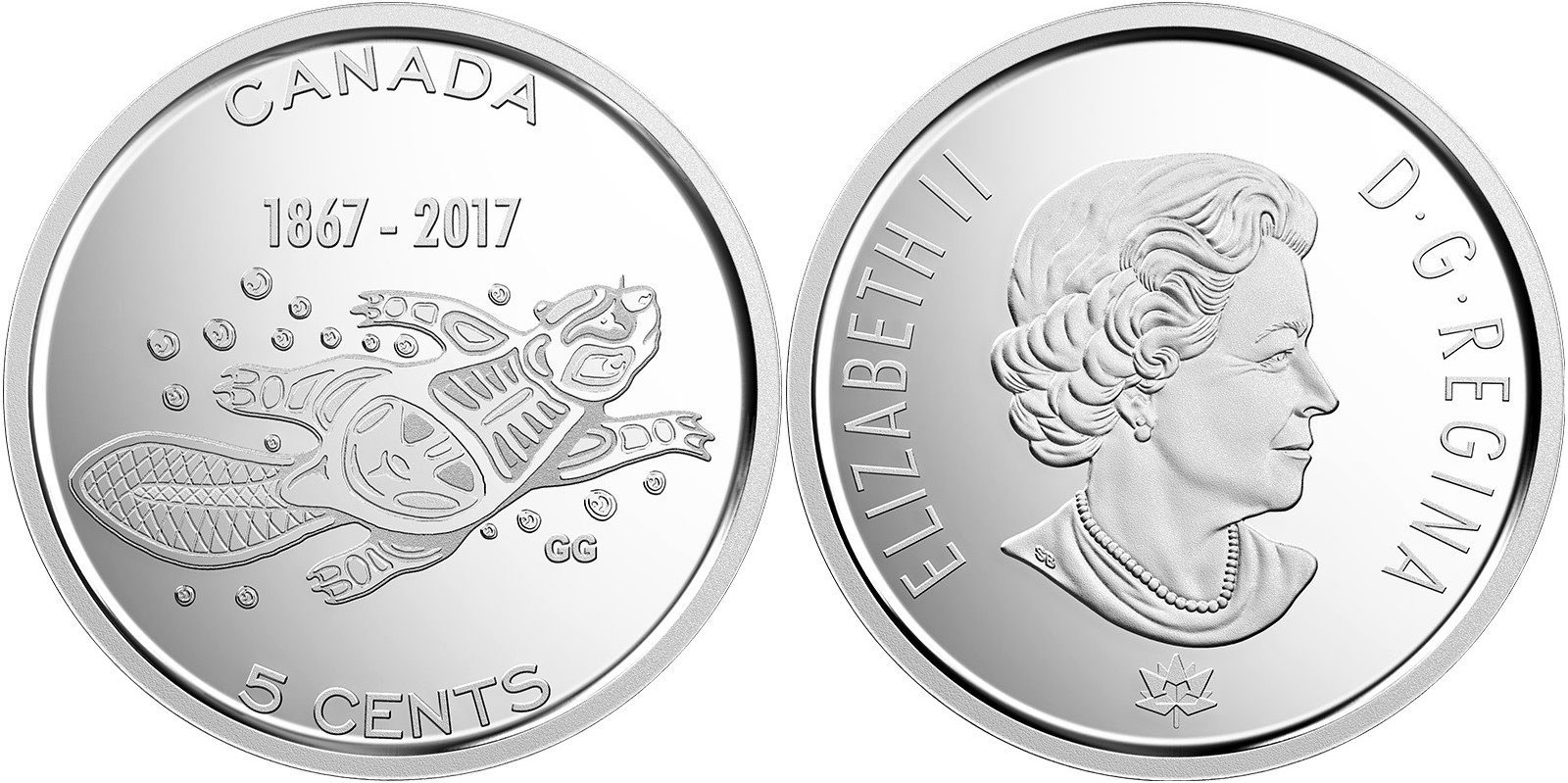 Канада 5 центов 2017 150 лет конфедерации Канады, бобер, живые традиции KM 2291 никелированная сталь  UNC  M59-12