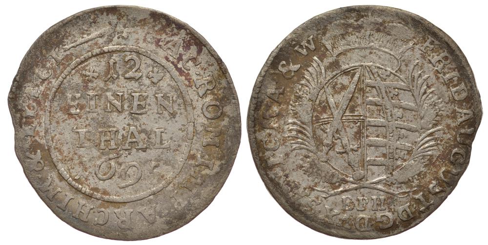 Саксония 1/12 талера 1695 E.P.H. KM 646 серебро 413-6241