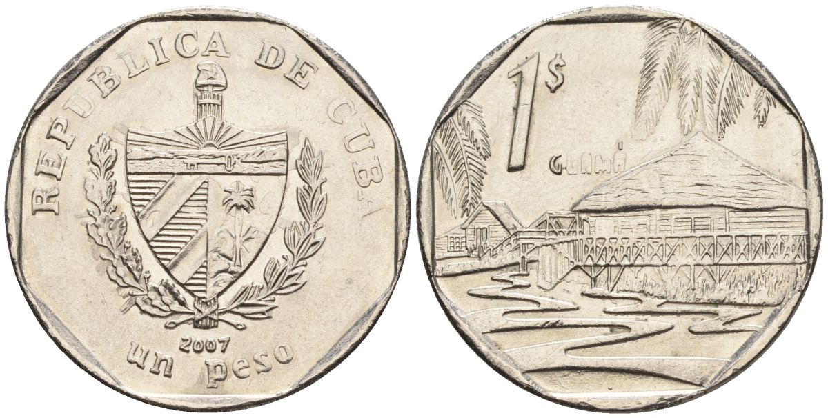 Куба 1 песо 2007 Хосе Марти KM 347, JMA 95, Schoen B34 сталь плакированная латунью 4117-112