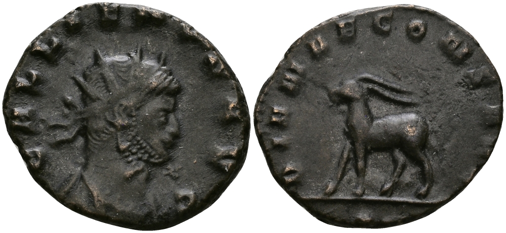 Римская Империя антониниан 253 - 268 Галлиен DIANAE CONS AVG ГАЗЕЛЬ, Рим Good Very fine RIC 181 биллон 00-00