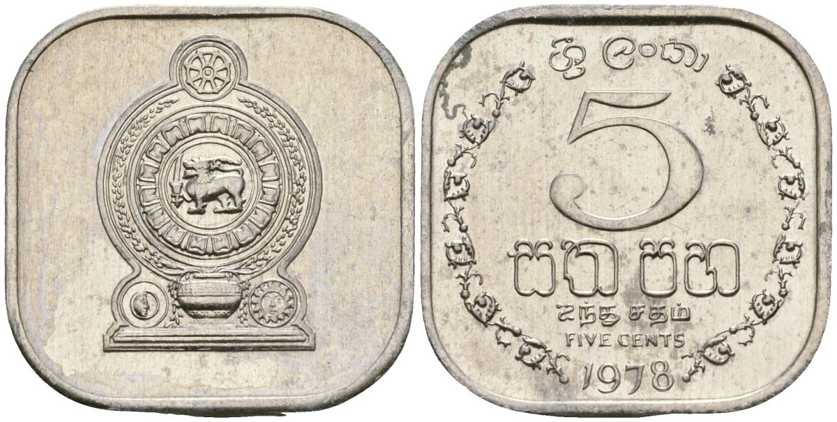 Шри-Ланка 5 центов 1978 KM 139a алюминий 4136-627