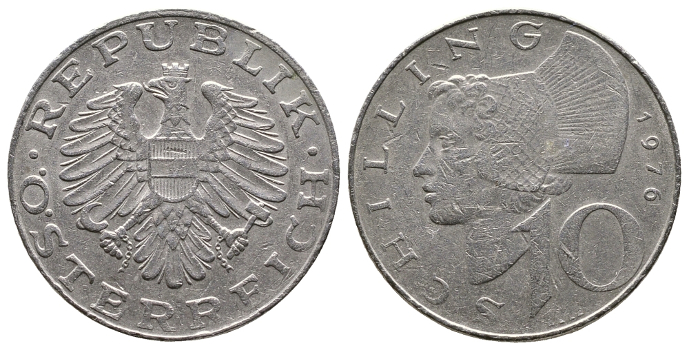 Австрия 10 шиллингов 1976 KM 2918 никель плакированный медно-никелем 4606-922