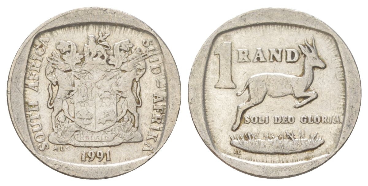 ЮАР 1 ранд 1991 KM 138 медь плакированная никелем 4627-231