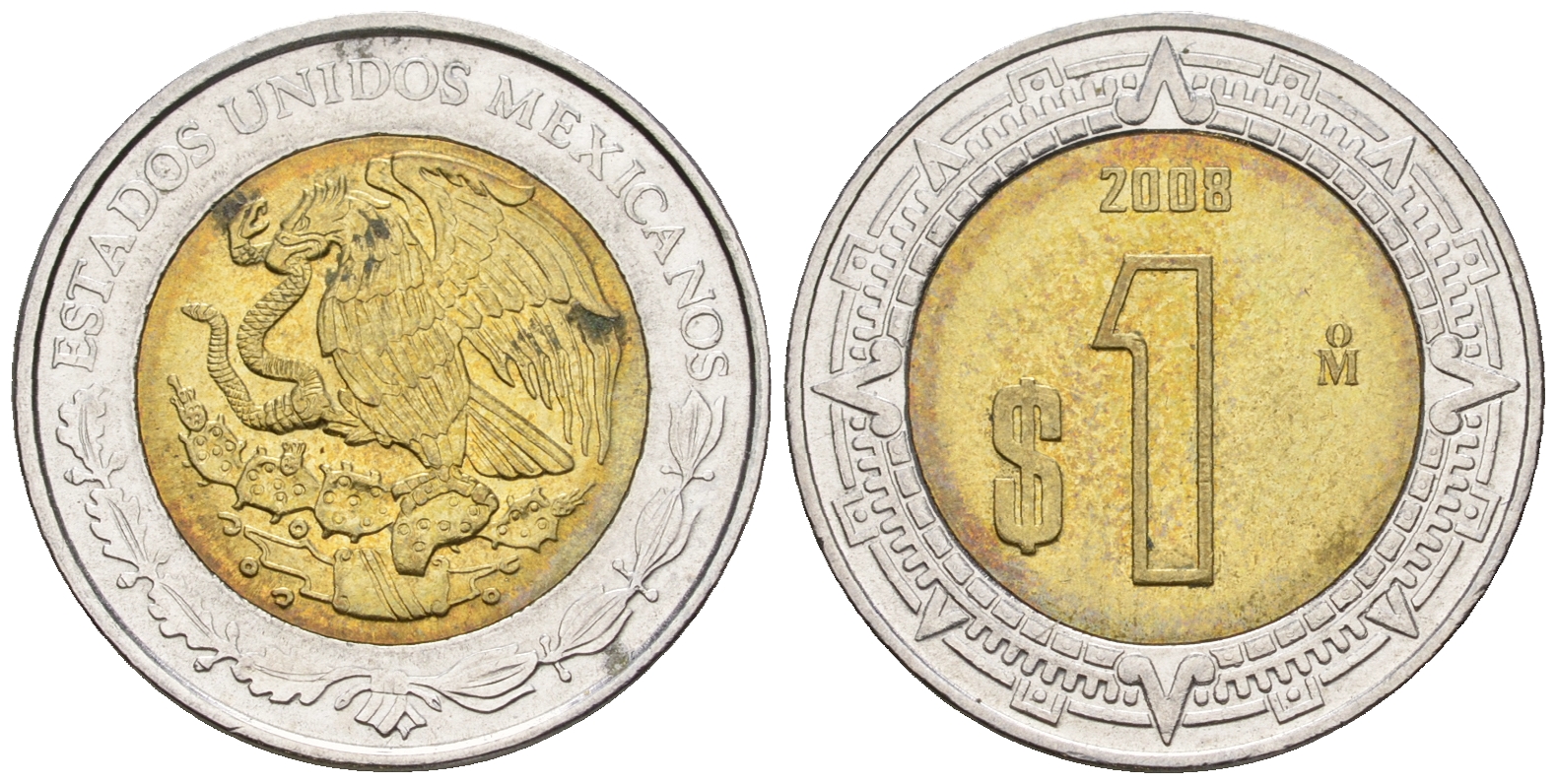 Мексика 1 песо 2008 KM 603 биметалл 259-11