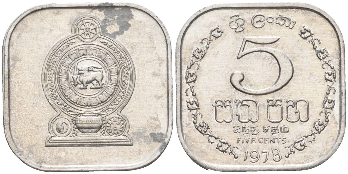 Шри-Ланка 5 центов 1978 KM 139a алюминий 4606-251
