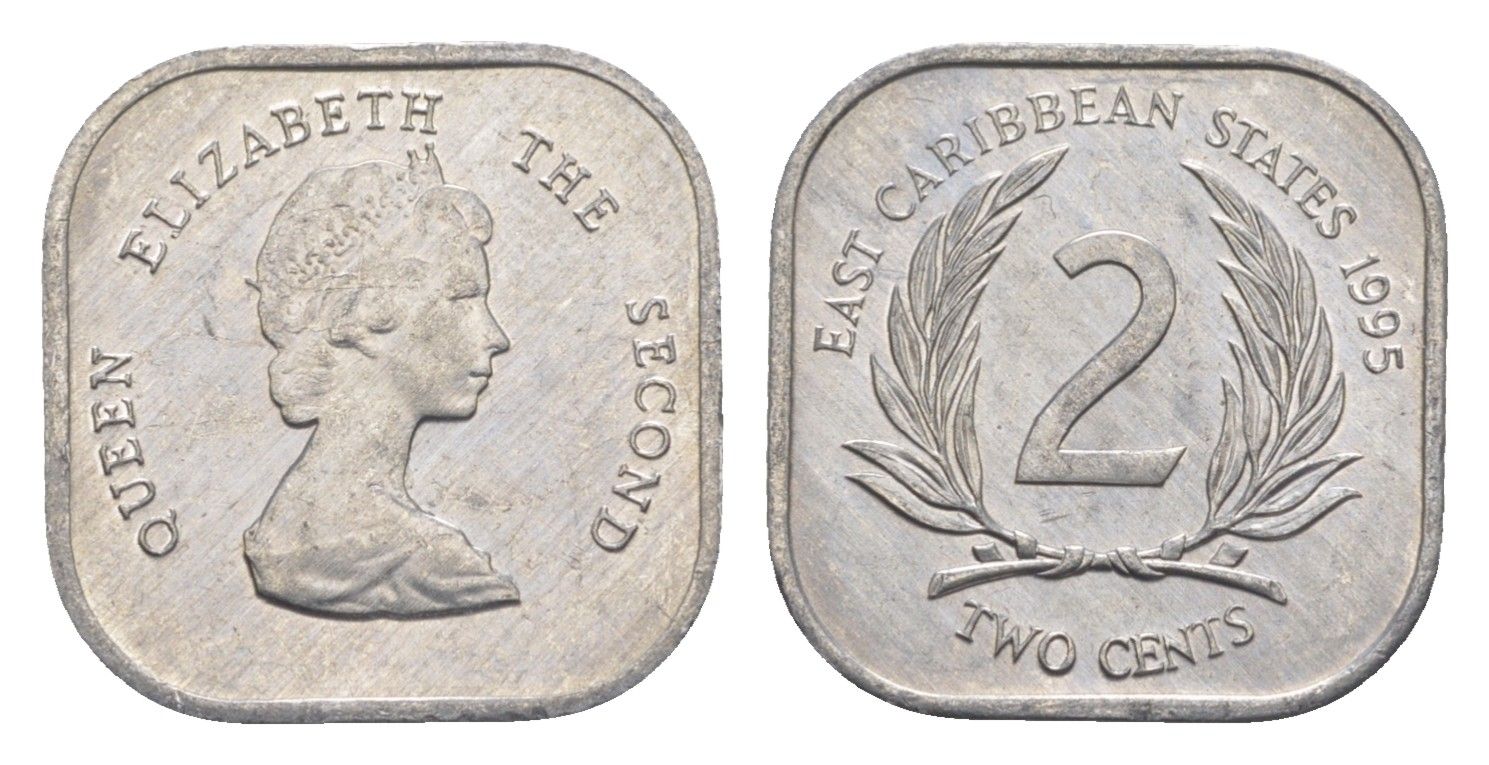 Восточные Карибы (Восточно-Карибские штаты) 2 цента 1995 KM 11 алюминий UNC 4651-465