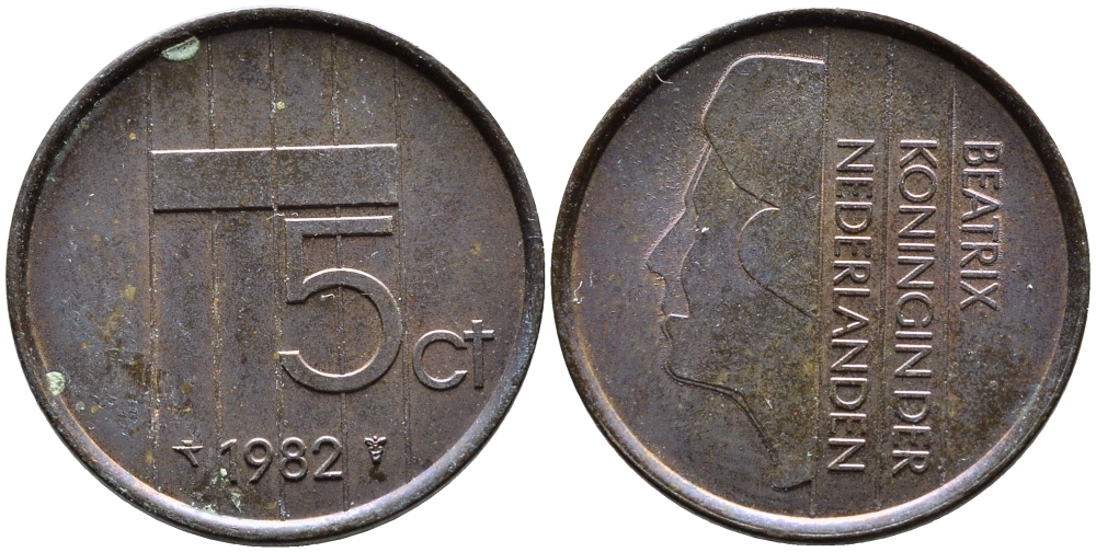 Нидерланды 5 центов 1982 Беатрикс (1980-2013) KM 202 бронза 4391-1247
